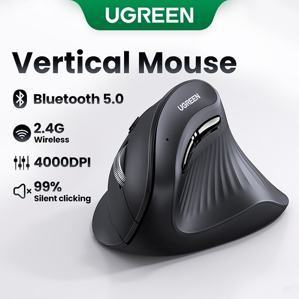 Chuột không dây Bluetooth 5.0+2.4G Chuột bấm im lặng không dây 4000DPI dọc tiện dụng cho máy tính xách tay laptop MCBook | BigBuy360 - bigbuy360.vn