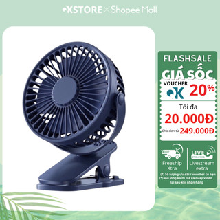 Quạt tích điện kẹp bàn mini để bàn 5 mức độ có đèn led pin 5000 MHA Và 10000 MHA ( Chính Hãng )