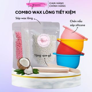  COMBO Chén Bát  Nấu Sáp Wax Lông Silicone Chuyên dụng + Sáp Wax Tẩy Lông LY WAXING tặng kèm que wax 
