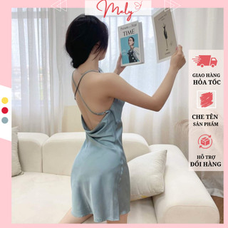 Váy ngủ lụa xoắn ngực thiết kế v030 chất lụa cao cấp, cực mịn và mát da v030