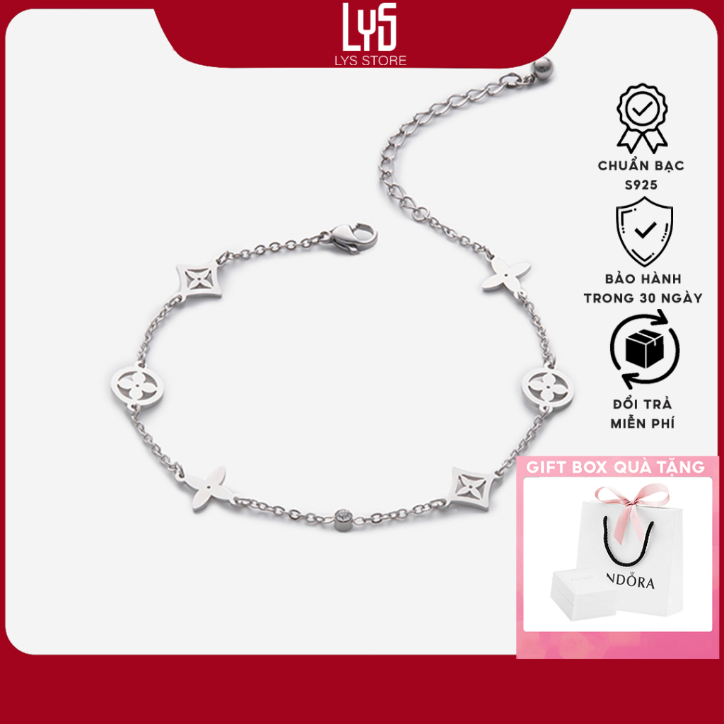 Lắc tay Bạc Lys Cỏ Bốn Lá Lấp Lánh 2125SV - Lắc tay Bạc đầy đủ phụ kiện PAN