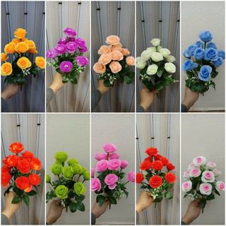 Chùm Hoa hồng tuyết 12 bông  - Cây hoa giả