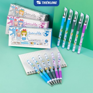 Combo 5 Bút Gel Thiên Long TP-GEL01 ngòi 0.5mm mực nước đậm và tươi sáng, thân bút in họa tiết nhân vật hoạt hình