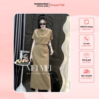  Set đồ nữ chân váy dài dáng rộng mix áo tay lỡ trẻ trung năng động Hong Mai Tran ST14178 