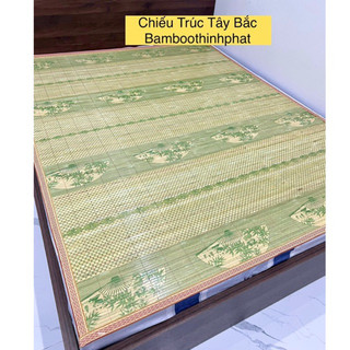 Chiếu trúc tre Tây Bắc in hoa loại 1 bề mặt trơn nhẵn mát lạnh mùa hè. Chiêu tre trúc giá rẻ. Chiếu ngủ điều hoà.