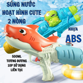 Súng nước đồ chơi cá mập 500ml cho bé giúp bé tăng khả năng vận động, đồ chơi súng nước mùa hè, đồ chơi bắn nước bétrai