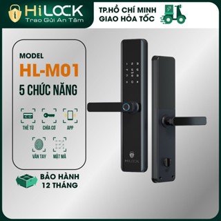Khóa cửa vân tay thông minh HL-M01 mở khóa vân tay, thẻ từ, chìa cơ, mật khẩu, app điện thoại