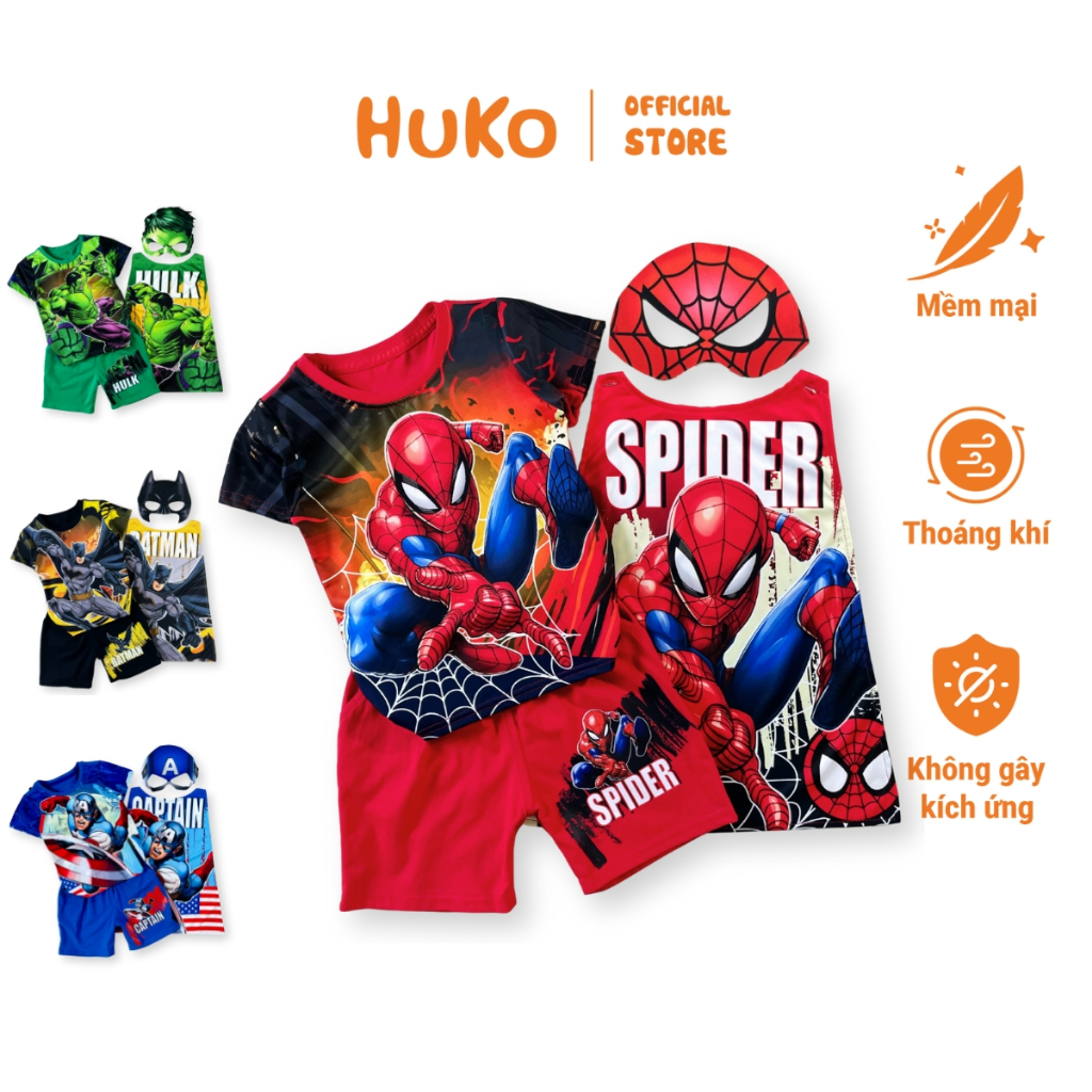 BST Đồ Hóa Trang Siêu Nhân Cho Bé Trai | Kèm Áo Choàng & Mặt Nạ | Spiderman, Dơi, Hulk, Captain HUKO
