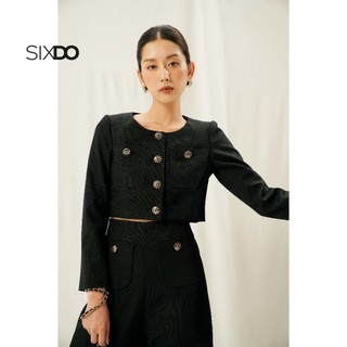 Áo vest nữ đen cổ tròn dài tay sixdo