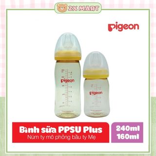 Bình Sữa Pigeon PPSU Plus 160ML/ 240ML - Bình Sữa Pigeon Cổ Rộng PPSU Plus 160ML/ 240ML- 2X MART