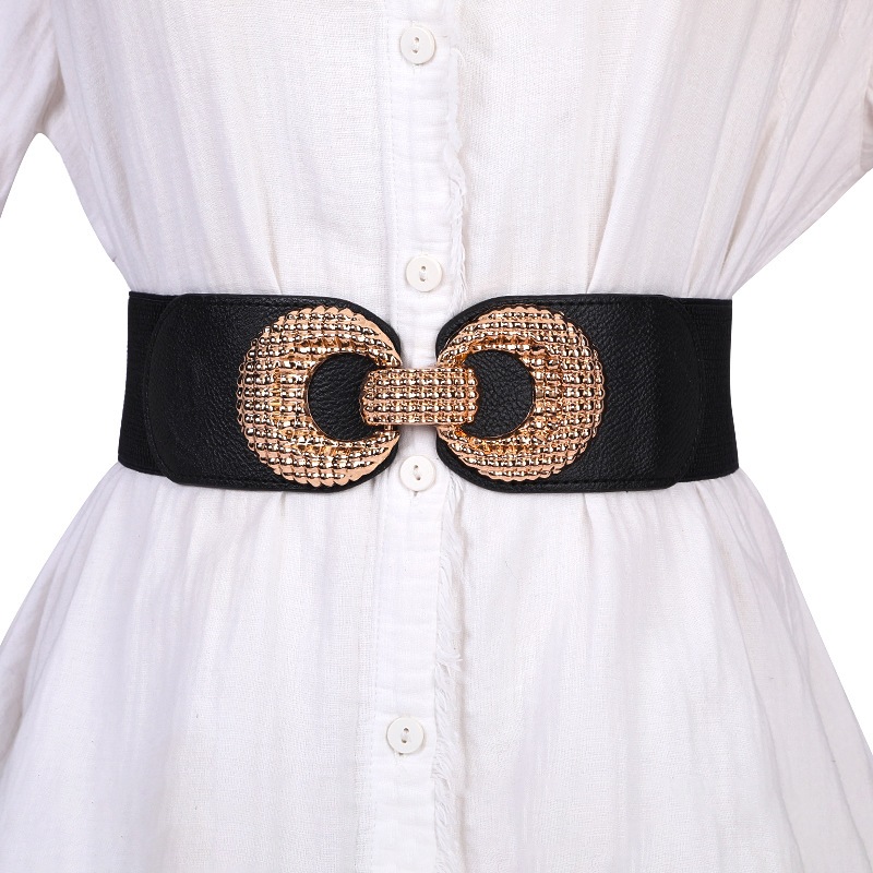 Đai váy Belt chun co giãn Nơ tròn vân Bản 6cm H70