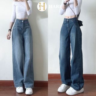Quần jeans Hari trơn basic ống suông tôn dáng
