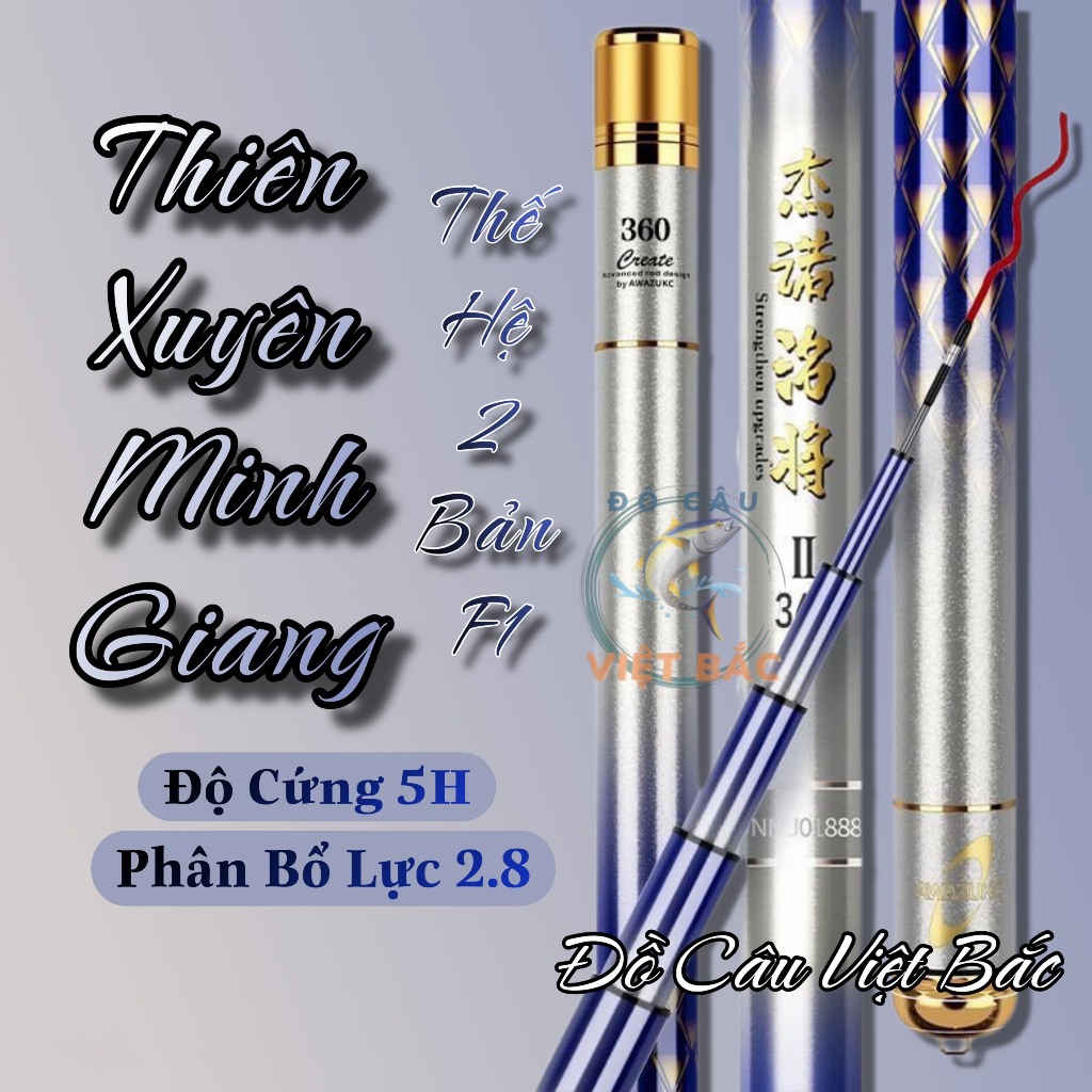 Cần câu tay Thiên Xuyên Minh Giang F1 độ cứng 5H chuyên câu đơn câu đài chất liệu carbon tặng kèm ng