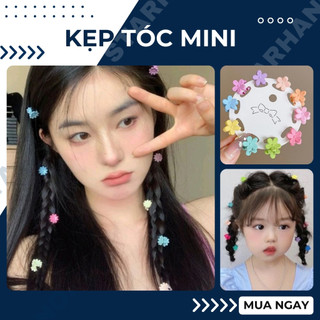 Set kẹp tóc mái mini bông hoa nhiều màu cute cho bé