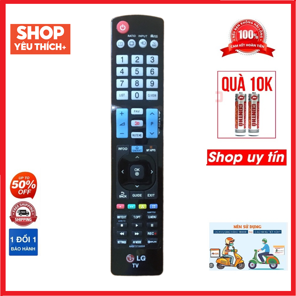 Điều khiển tivi LG dài smart internet AKB73756504 logo đỏ chính hãng zin,Remote dùng cho tivi LG dài