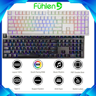 Bàn phím cơ Gaming Fuhlen CK108s- Switch Blue/Red/Blrow/Yellow, Mạch Xuôi, Hotswap Led RGB nháy theo nhạc