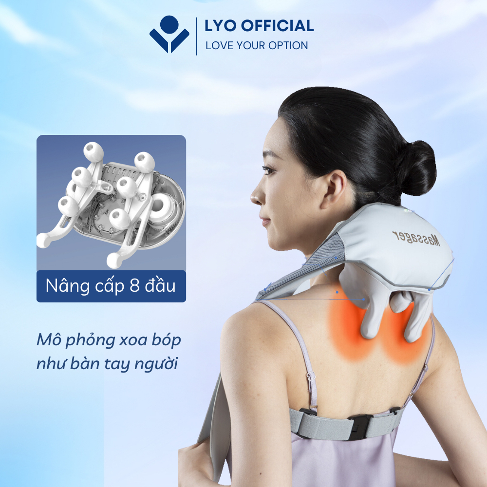 Máy massage cổ vai gáy lưng cao cấp GAX-8D, Đai massage cổ xoa bóp như bàn tay người [BH 12 tháng]