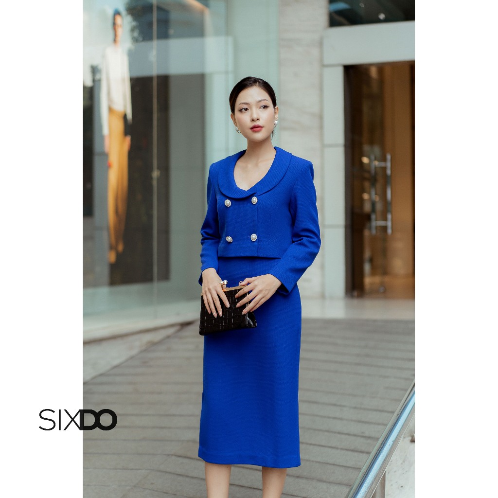 Áo vest nữ xanh cobalt dáng lửng SIXDO (Dark Cobalt Cropped Raw Vest)