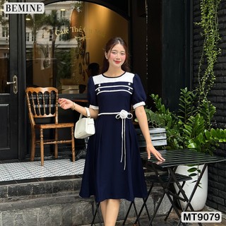 Đầm thiết kế tròn eo đính nơ hoa dáng xòe BEMINE MT9079