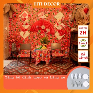 [Quà tặng - Size Lớn] Background Trang Trí Tết, Trung Thu, Vải Chăn Con Công Màu Đỏ, Decor Tết Âm Lịch Trang Trí Nhà Cửa