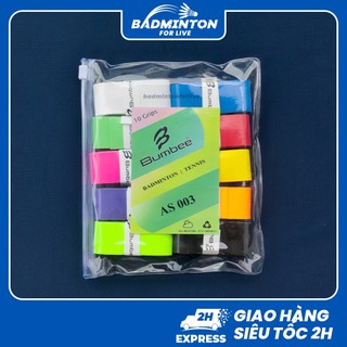  Quấn cán vợt cầu lông Bumbee AS003 vỉ 10 chiếc đi kèm túi zip tiện lợi bám tay thấm hút mồ hôi tốt 