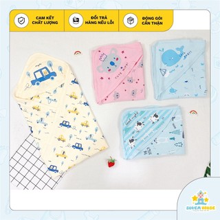MIPBI chăn ủ choàng có mũ hè sơ sinh cottton 1 lớp mỏng thoáng