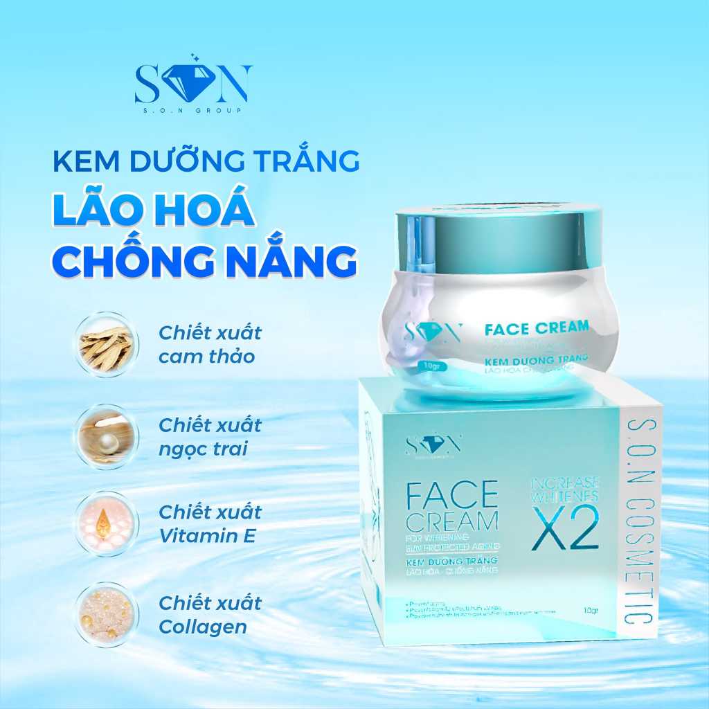 KEM FACE S.O.N DƯỠNG TRẮNG X2 MẪU MỚI 2024 TRẮNG DA CHỐNG LÃO HÓA CHỐNG NẮNG