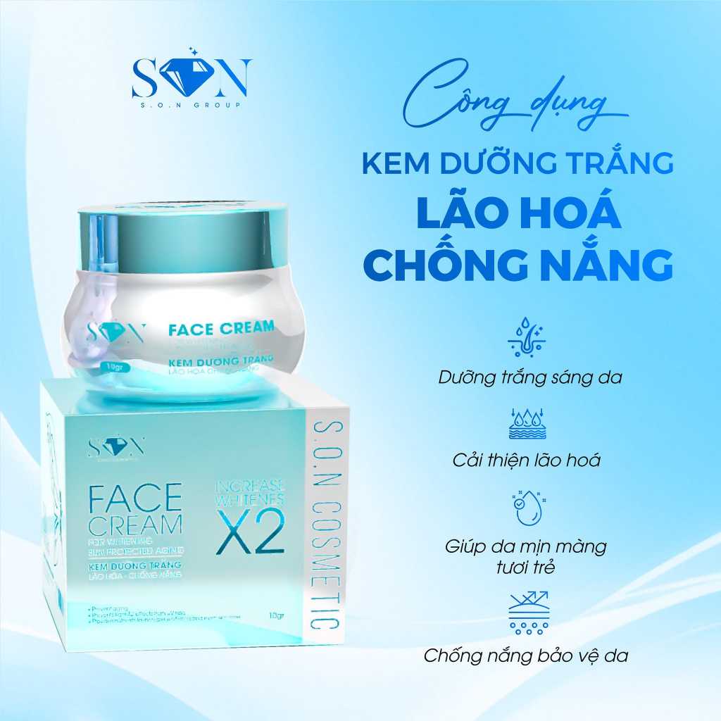 KEM FACE S.O.N DƯỠNG TRẮNG X2 MẪU MỚI 2024 TRẮNG DA CHỐNG LÃO HÓA CHỐNG NẮNG