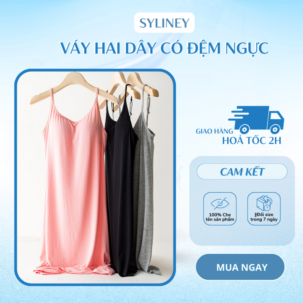 Váy 2 Dây Có Đệm Ngực Syliney Chất Liệu Cotton Lụa, Siêu Mềm Thoải Mái V4