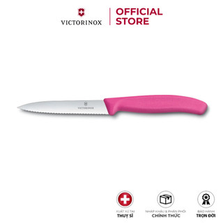 Dao bếp Victorinox Swiss Classic Paring Knife màu hồng 10cm 6.7736.L5 (lưỡi răng cưa)