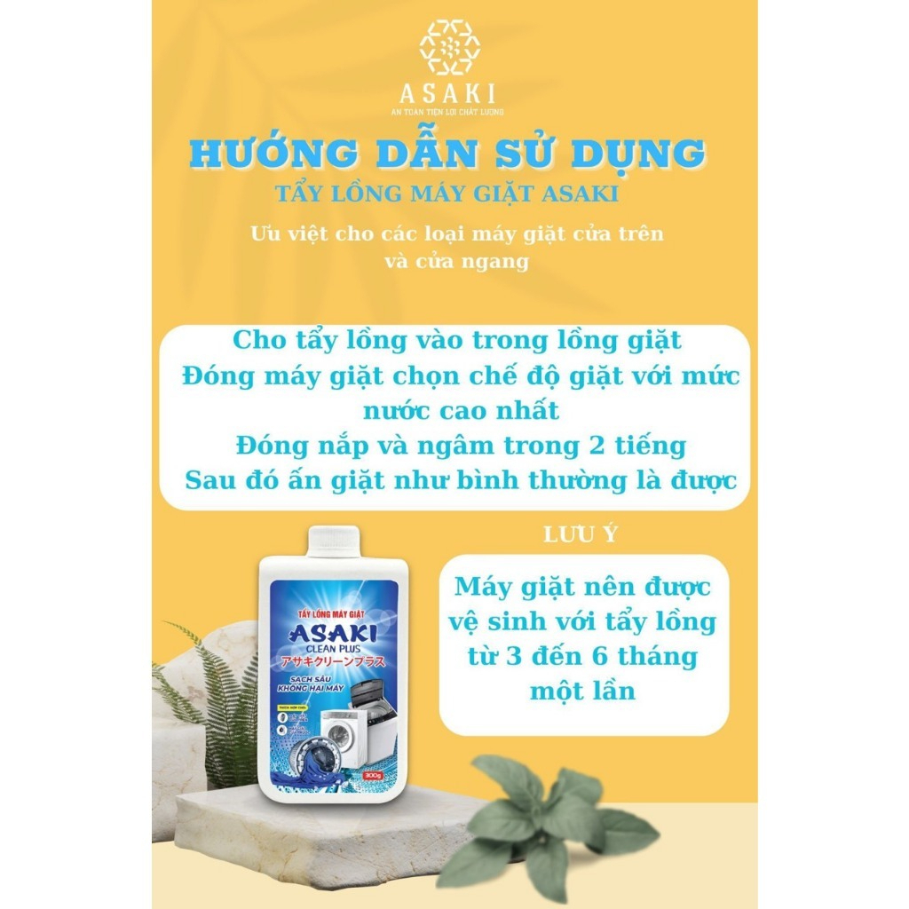 Bột Tẩy Lồng Máy Giặt ASAKI Vệ Sinh Lồng Máy Giặt Tẩy Các Vết Bẩn Tích Tụ  Chống Nấm Mốc Loại Bỏ Mùi Hôi