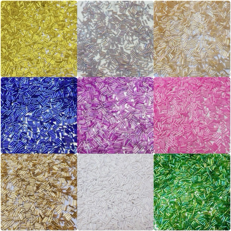 100G -450G Cườm Ống Trúc 2x6mm đính kết quần áo, làm trang sức