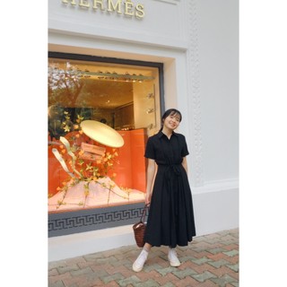 Nine 2 fine - váy sơ mi cổ đức buộc dây black wrap dress