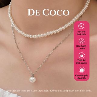 Dây chuyền nữ De Coco Tina choker hạt trai thuỷ tinh layer 2 lớp không đen gỉ
