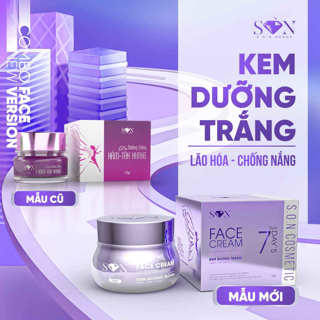 KEM FACE S.O.N MÀU TÍM MẪU MỚI 2024 DƯỠNG DA GIẢM THÂM NÁM TÀN NHANG