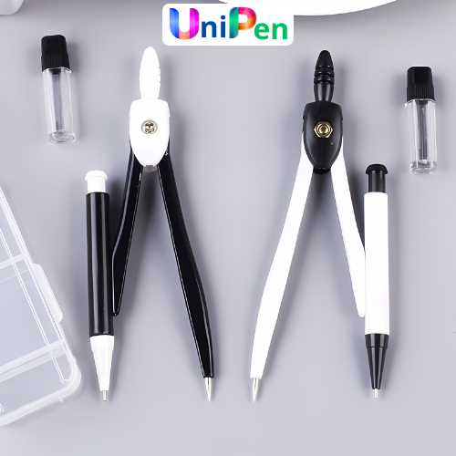 Compa chì bấm dành cho học sinh vẽ kỹ thuật Unipen (kèm hộp chì kim) - Compa học sinh tiện lợi