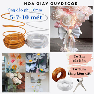 Ống dẻo phi 16mm trang trí 5m-7m-10m, ống nhựa uốn dẻo làm thân hoa khổng lồ phi 16mm
