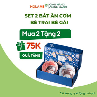 Set 2 bát ăn cơm hoạ tiết 1 bé trai và 1 bé gái