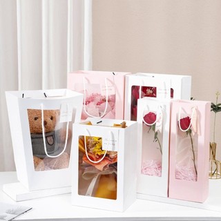 Túi giấy đựng hoa làm quà tặng túi giấy mặt kính KNT02