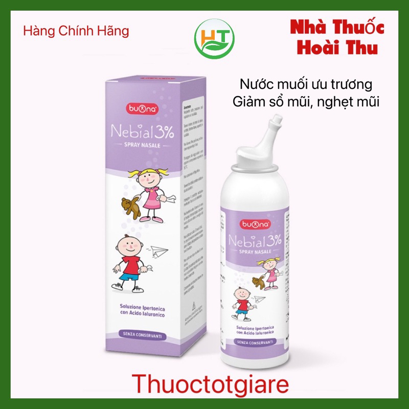 Xịt Rửa Mũi Buona Nebial / Nebianax 3% - Sổ mũi, nghẹt mũi . Lọ 100ml