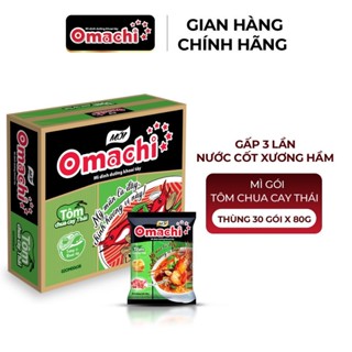 Mì Khoai Tây Omachi Xốt Bò Hầm, Sườn Hầm Ngũ Quả, Tôm Chua Cay Thùng 30 gói