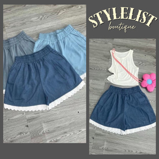 Quần đùi quần short ren gấu chất liệu bò giấy mềm mát, quần short nữ bộ dành cho chị em đi biển