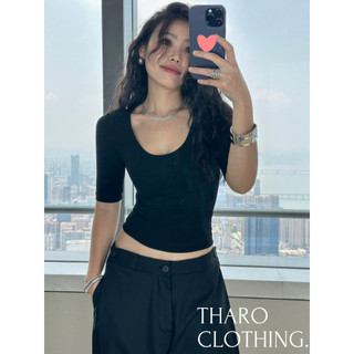Áo ôm body cổ tròn, tay lỡ - tharo clothing