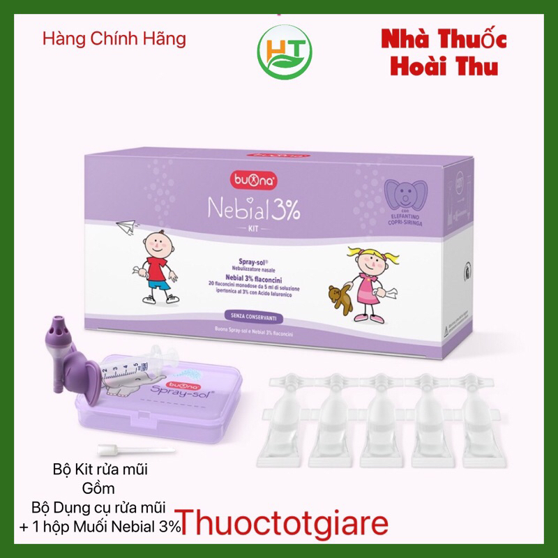 Nebial 3% Kit - Bộ thiết bị xịt xông mũi họng trẻ em