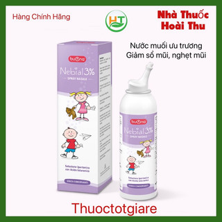 Xịt Rửa Mũi Buona Nebial / Nebianax 3% Spray- Lọ 100 ml ,Sổ mũi, nghẹt mũi do các bệnh về hô hấp