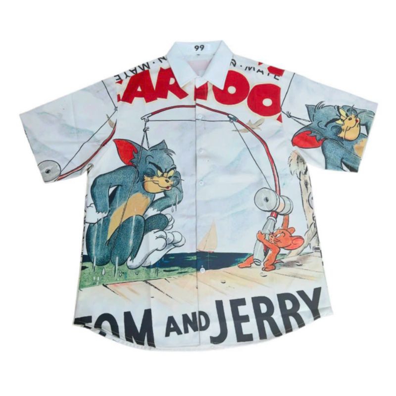 ÁO SƠ MI TAY NGẮN TOM VÀ JERRY UNISEX BẮT MẮT