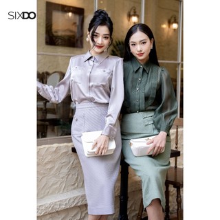 Chân váy xám phối túi hai bên SIXDO