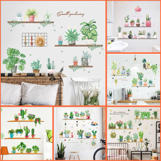 Decal dán tường kệ chậu cây trang trí nhà cửa, trang trí phòng ngủ phòng khách.
