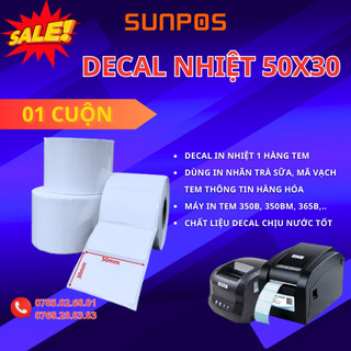 Tem trà sữa , tem in mã vạch khổ 50x30, tem dán ly 50x30