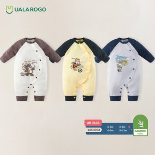 Bodysuit dài tay cho bé Ualarogo từ 0-12 tháng tuổi bộ liền thân vải Bamboo co giãn thoáng mát 2140 - 2133